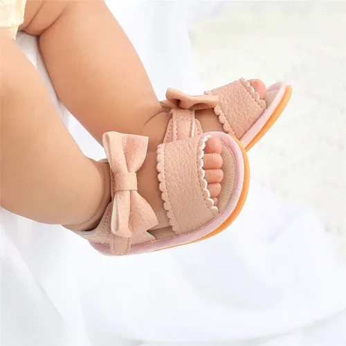 Vista 107 de Meckior Sandalias de verano con punta abierta y suave de piel sintética para bebés y niñas pequeñas