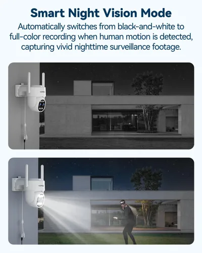 Vista 7 de Cámara de seguridad inalámbrica para exteriores con monitor, 2 cámaras PTZ de doble lente 10X con zoom híbrido para vigilancia del hogar, visión