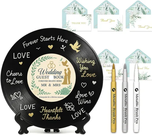 Vista 10 de Sweet 16th Birthday - Juego de libros de invitados de discos de vinilo para cumpleaños – Dulces dieciséis decoraciones y regalos para niñas