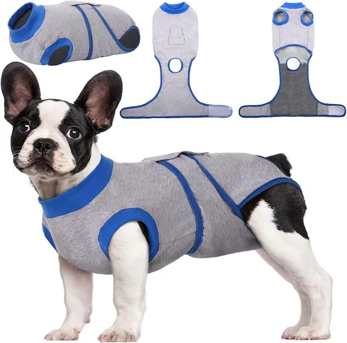 Vista 13 de Kuoser - Traje de recuperación posterior a la cirugía para perros y gatos, camisa profesional y vendaje de heridas abdominales, reemplaza collar