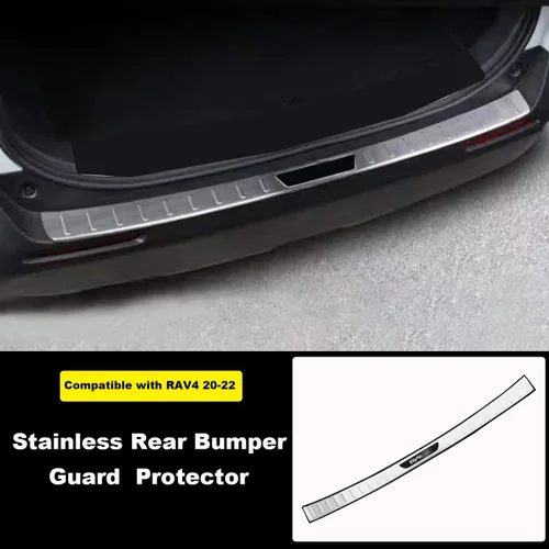 Vista 2 de Protector de parachoques trasero de acero inoxidable compatible con Toyota RAV4 2019 2020 2021 2022