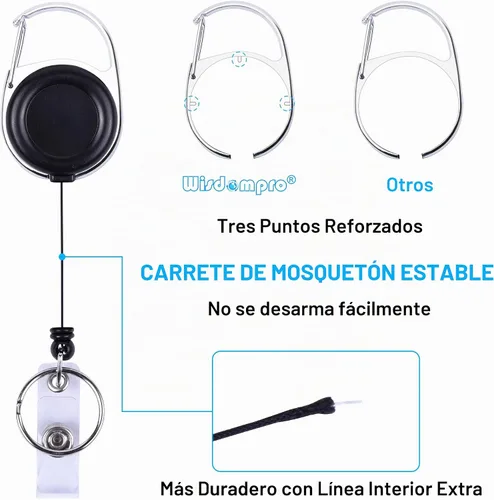 Vista 3 de Wisdompro Soporte para tarjetas de identificación con carrete retráctil, paquete de 2 portatarjetas de identificación transparente vertical de doble