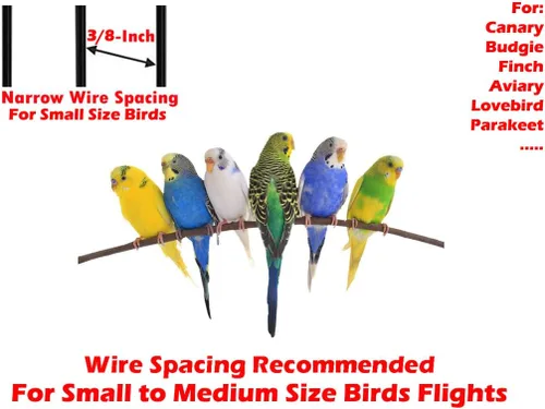 Vista 2 de Lote de 6 Aviario Cría de Pájaro Finch Periquito Aviario Canario Lovebird Budgie Flight Cage 24"x16"x16"H (negro)