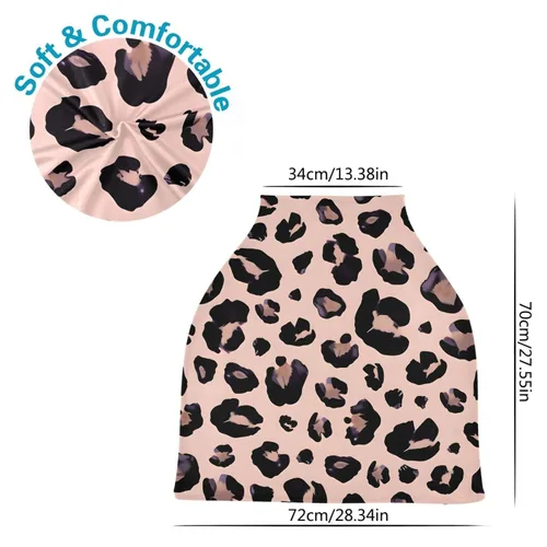 Vista 2 de Fundas de asiento de coche de leopardo rosa y negro, funda de lactancia materna, suave y transpirable, cobertura elástica, funda de cochecito
