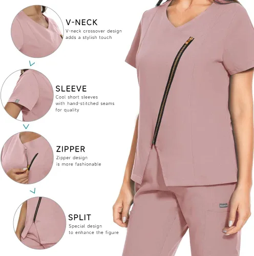 Vista 2 de niaahinn Scrub for Women Medical Scrub Sets - Conjunto de uniforme de lactancia y pantalones deportivos, traje dental