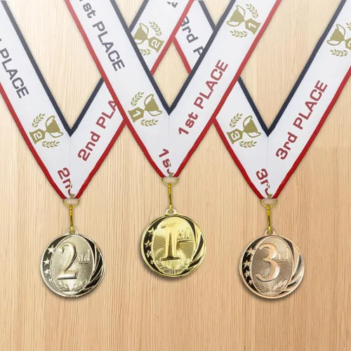 Vista 8 de All Quality Medallas Midnite Star Award 1er 2nd 3rd Place - Juego de 3 piezas (oro, plata, bronce) incluye cinta para el cuello
