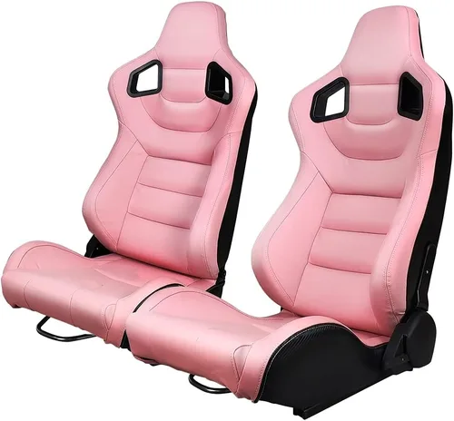 Vista 19 de IKON MOTORSPORTS, Asiento universal de carreras PU + cuero de carbono + gamuza, con deslizadores dobles, asiento deportivo reclinable negro