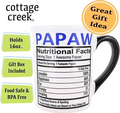 Vista 3 de Cottage Creek Tazas Taza de café Papaw Tazas de café grandes de cerámica de 16 onzas para abuelo, papá, papá, pappy Regalos para hombres