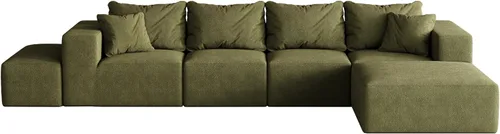 Vista 8 de Juego de sofá modular modular en forma de L de 132 pulgadas, sofá de nube sin hueso, sofá seccional convertible con almohadas, juegos de muebles