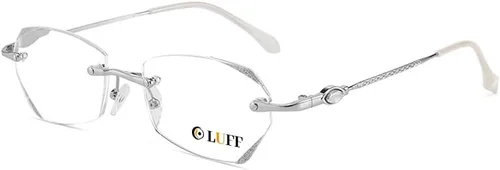 Vista 9 de LUFF Rimless Reading Glasses for Women,Blue Light Blocking Cmopute Reders Ultra-light 0.6oz Metal Cat Eye Framless +1.0 to +4.0 & other powers