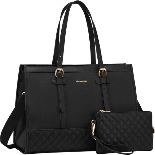 Vista 11 de LOVEVOOK Bolsa para Laptop para Mujeres de 15.6 pulgadas Bolsa Tote de Lona para Laptop, Bolsa de Trabajo de Gran Capacidad con Bolso de Mano, Bolsa