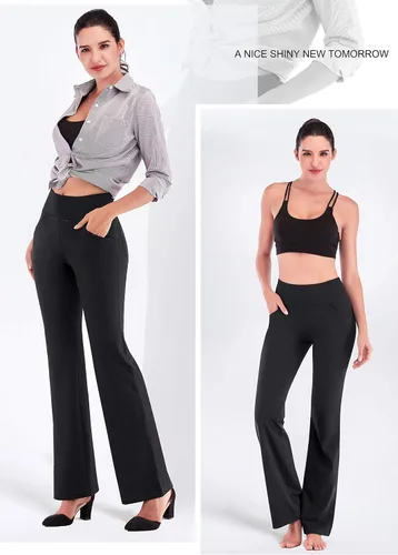 Vista 5 de IUGA Bootcut - Pantalones deportivos de yoga con bolsillos para mujer de cintura alta de entrenamiento, pantalones Bootleg, pantalones deportivos