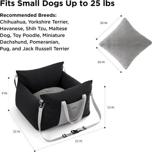 Vista 6 de Lesure Asiento de Coche Elevador para Perros Pequeños - Asiento de Coche Impermeable para Perros con Bolsillos de Almacenamiento, Correa