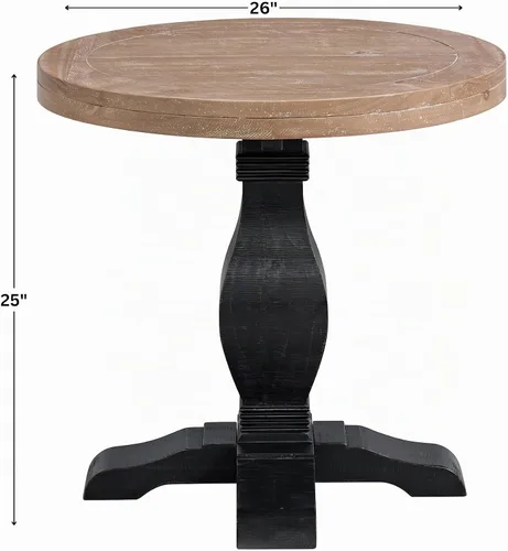 Vista 2 de Martin Svensson Home Napa - Mesa auxiliar con pedestal de madera maciza, color negro y madera flotante