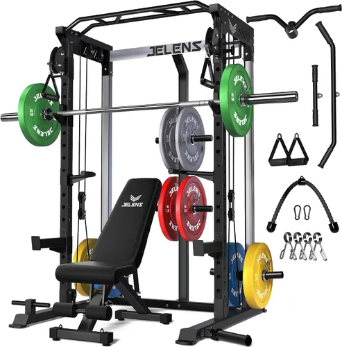 Vista 13 de C21 Power Cage 2000LBS Multi-Function Power Rack with Independent Dual Pulley System, All-in-One Squat Rack for Cable Crossover, Home Gym Workout