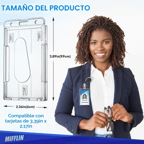 Vista 8 de USA - Soportes rígidos para tarjetas de identificación - Transparente, vertical, 3.35 x 2.1 pulgadas, paquete de 2 - Protectores de tarjetas