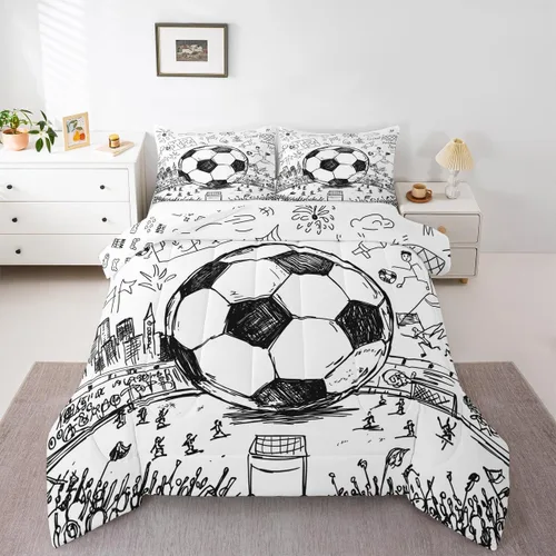 Vista 174 de Juego de ropa de cama de baloncesto para niños y adolescentes, juego de edredón deportivo para niños, tamaño matrimonial, suave, ligero, decoración