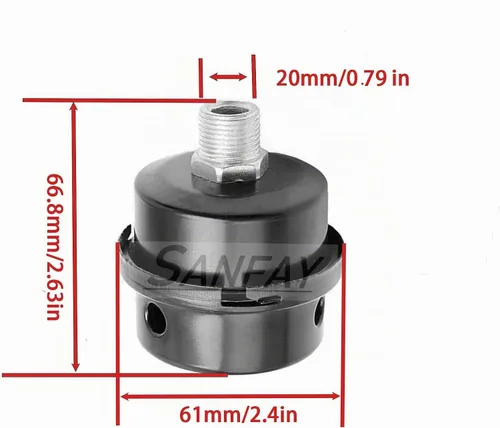 Vista 3 de HL018200AV Compresor de Aire Silenciador Filtro Metal, 0.787 in Rosca (1/2 "PT 0.787 in)