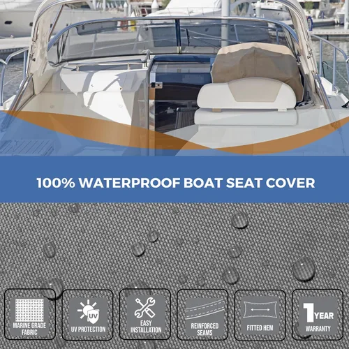 Vista 6 de Savvycraft Funda Impermeable para Asiento de Barco con Respaldo Abatible, Poste de Apoyo, Funda para Asiento de Barco con Hielera de Respaldo