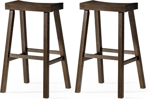 Vista 10 de Maven Lane Taburete de bar de cocina, moderno taburete de bar de madera de granja, sillas de isla de cocina, taburetes de bar de altura de bar