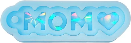 Vista 2 de Molde de silicona brillante para mamá y papá, molde de luz y adorno, llavero de bricolaje, joyería de resina epoxi, moldes para manualidades
