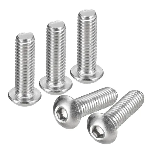 Vista 30 de uxcell Tornillos de cabeza de botón de 1/4-20x1, 25 piezas de tornillos hexagonales de acero inoxidable 304, tornillos de rosca completa