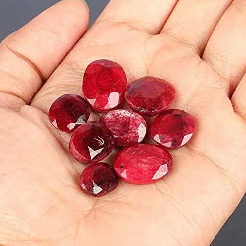 Vista 3 de GEMHUB Tamaño del anillo preciosa paloma africana rubí rojo sangre aproximadamente 100 quilates7 piezas de piedras preciosas sueltas lote rubí julio
