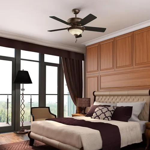 Vista 11 de Ventilador de techo con luz Hunter 53200, de 52 pulgadas, al estilo de campo italiano, color cacao
