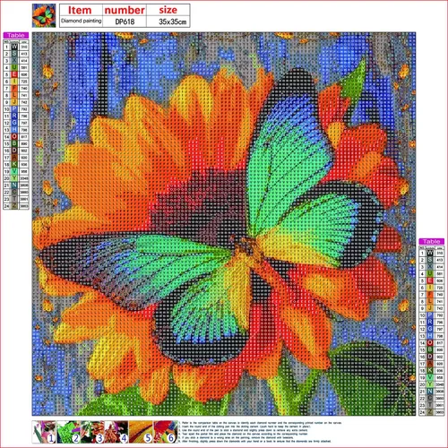 Vista 2 de EastyGold Pintura de diamantes 5D DIY arte de mariposas y flores, kit de pintura de diamante, taladro completo para adultos y niños, bordado