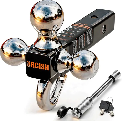 Vista 11 de ORCISH Enganche de remolque giratorio ajustable, 4 en 1 Tri-Ball y gancho de remolque, montaje de bola giratoria de 360°, receptor de 2 pulgadas
