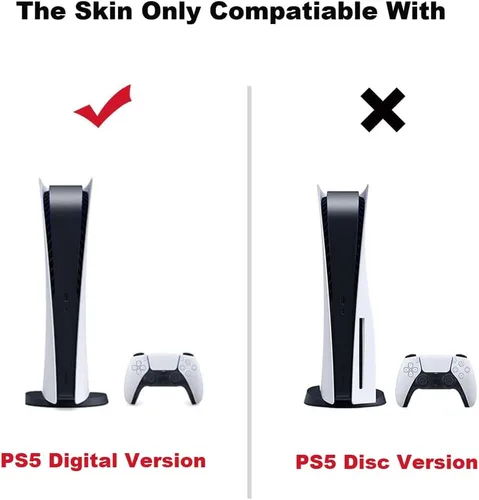Vista 2 de Adhesivo para consola PS5 edición digital y controladores inalámbricos, juego de funda protectora completa de vinilo para PS5 edición digital