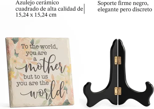 Vista 5 de LukieJac Regalo para el día de la madre para la mejor mamá del mundo, placa de cerámica de 6 pulgadas y 6 pulgadas, regalo de hijo, hija, suegra