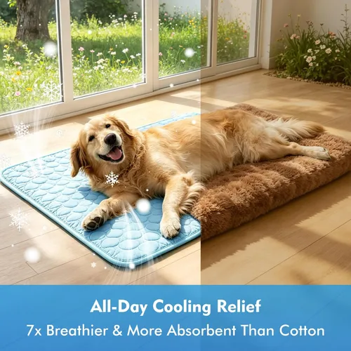 Vista 6 de Tapete refrescante para perros, tapete refrescante Arc-Chill mejorado para perros Q-Max > 0.4, almohadilla de refrigeración lavable para perros Azul