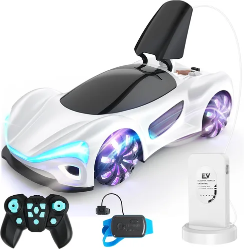 Vista 9 de SIMREX Auto de control remoto con detección de gestos con base de carga, juguete de auto de acrobacias a control remoto giratorio de 360°, tiempo
