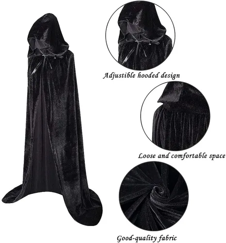 Vista 3 de Oiziuzio Hooded Cloak Long Unisex Capes Robe for Adult Women Halloween Christmas Party Cosplay Costume