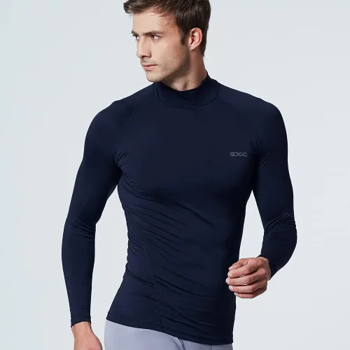 Vista 7 de EXIO EX-T02 - Camiseta de compresión de cuello alto y manga larga para hombre, con sistema de capa base Ext02-nv