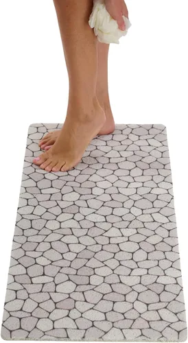 Vista 147 de Enkosi Alfombra de ducha antideslizante Loofah para suelos de ducha, bañera, baños, zonas húmedas, alfombrilla de baño acolchada con agujeros