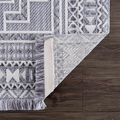 Vista 3 de Hauteloom Ethereal - Alfombra de pasillo con borde geométrico de medallón de diamante, estilo bohemio de transición, tribal azteca del suroeste