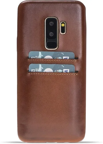 Vista 19 de HARDISTON Funda de piel auténtica hecha a mano para Samsung Galaxy Note 8, funda a presión con 2 ranuras para tarjetas de crédito, carga Marrón