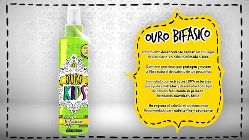 Vista 2 de Ouro Desenredante de pelo de doble fase para niños - Tratamiento Bifasico Desenredante para Niños 8.12 oz