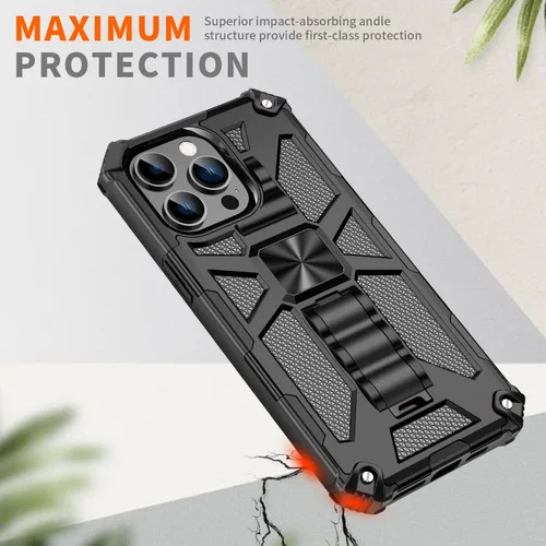 Vista 5 de for iPhone Case, Heavy Duty Military Grade Drop Tested Cover with Built-in Kickstand and for Magnetic Ring (Black,iPhone 11)
