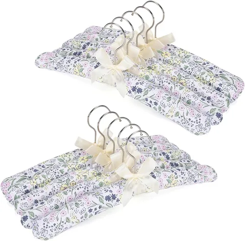 Vista 7 de NEOVIVA Perchas acolchadas para ropa de mujer, perchas acolchadas con estampado floral para mujer, sin ganchos de hombro para adultos, perchas