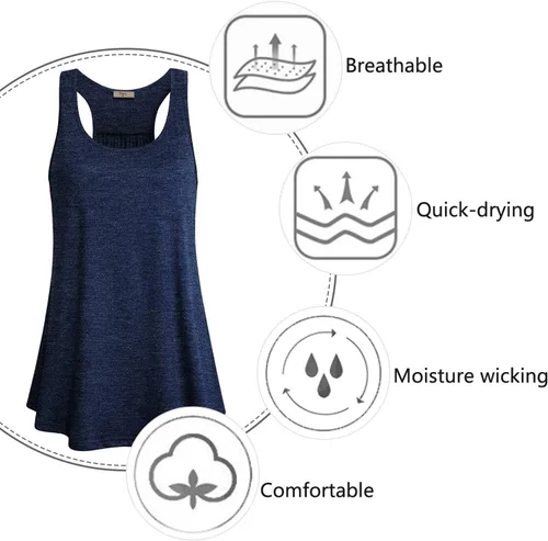 Vista 24 de Cestyle - Camiseta sin mangas para mujer, cuello redondo, corte holgado, para entrenamiento