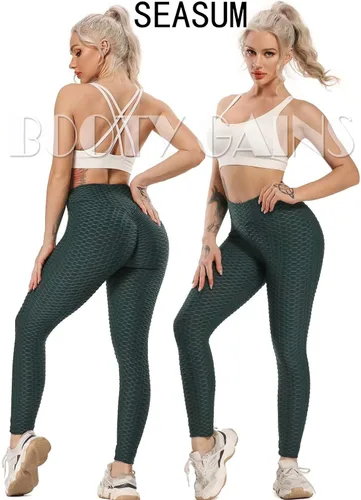 Vista 42 de SEASUM - Pantalones de yoga de cintura alta para mujer, con control de abdomen y realce de glúteos, leggings favorecedores para entrenar y correr