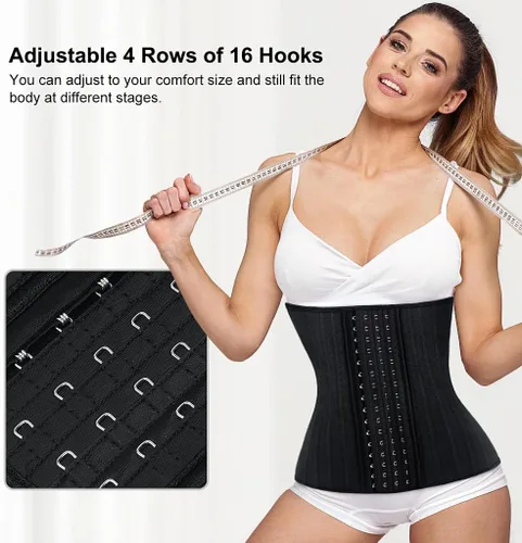 Vista 4 de Entrenador de cintura para mujer, corsé de látex para debajo del busto, faja deportiva con huesos de acero