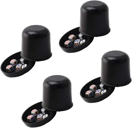 Vista 3 de NUOBESTY Juego de dados para juegos de dados profesionales para mentirosos Farkle Bar Ktv caja de dados anti trampas con 5 dados (negro)