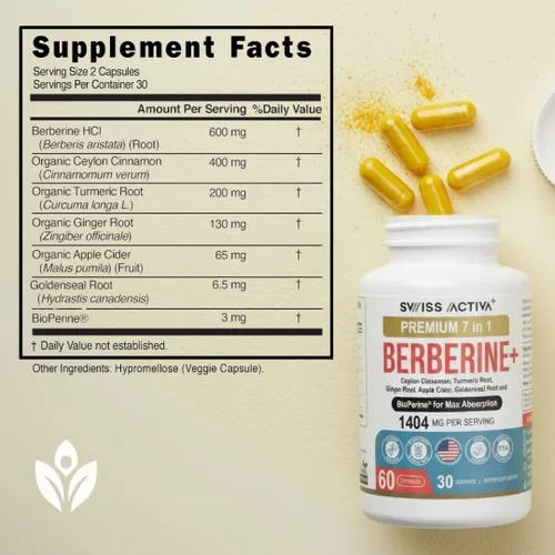 Vista 5 de Swiss Activa+ Paquete de hierbas 7 en 1 Berberine & Activa Labs Fit Shred 11 en 1 Soporte metabólico, cardíaco, digestivo y para controlar