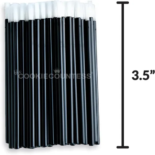 Vista 2 de The Cookie Countess Value Pack de 120 pinceles de pintura seguros para alimentos para galletas PYO