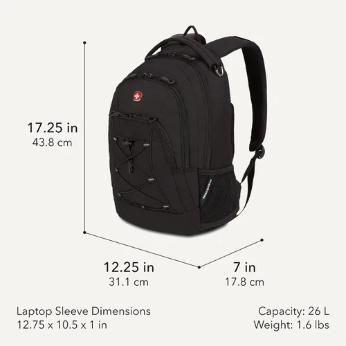 Vista 2 de SwissGear 1186 Travel Gear Mochila Bungee Ligera, Negro, 17 pulg.