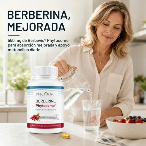 Vista 2 de Natural BioScience - Complejo de fitosomas de berberina con Berbevis, suplemento de berberina de absorción mejorada de 550 mg para apoyo metabólico
